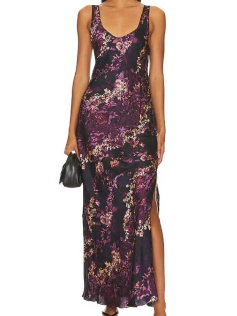 Free People Worth The Wait Bias Sleek Slip Black Combo Side-Slit MEDIUM NWT - Picture 4 of 13